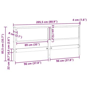 Kopfteil Sonstiges Braun 200 cm Massivholz Kiefer