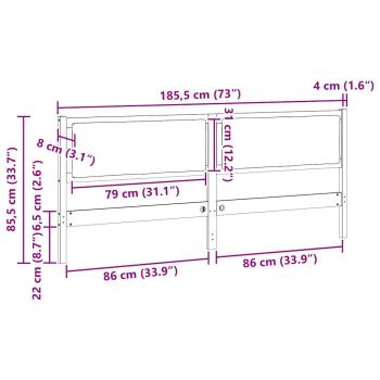 Kopfteil Sonstiges Braun 180 cm Massivholz Kiefer
