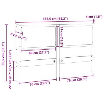 Kopfteil Sonstiges Braun 160 cm Massivholz Kiefer