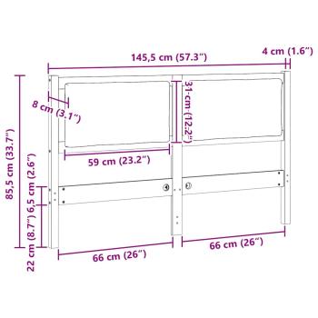 Kopfteil Sonstiges Weiß 140 cm Massivholz Kiefer