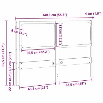 Kopfteil Sonstiges Weiß 135 cm Massivholz Kiefer