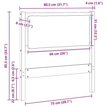 Kopfteil Sonstiges Weiß 75 cm Massivholz Kiefer
