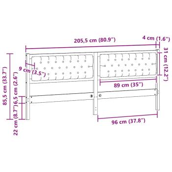 Kopfteil Sonstiges Braun und Taupe 200 cm Massivholz Kiefer