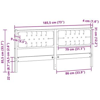 Kopfteil Sonstiges Braun und Taupe 180 cm Massivholz Kiefer