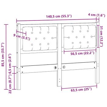 Kopfteil braun und dunkelgrau 135 cm Massivholz Kiefer