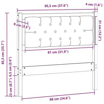 Kopfteil Sonstiges Braun und Taupe 90 cm Massivholz Kiefer