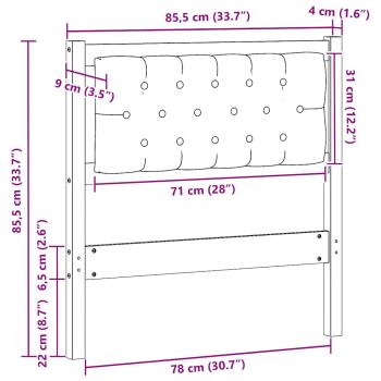 Kopfteil Sonstiges Braun und hellgrau 80 cm Massivholz Kiefer