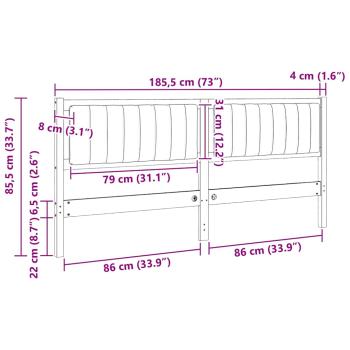 Gepolstertes Kopfteil Weiß 180 cm Massivholz Kiefer und Stoff