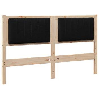 Gepolstertes Kopfteil Braun 140 cm Massivholz Kiefer und Stoff