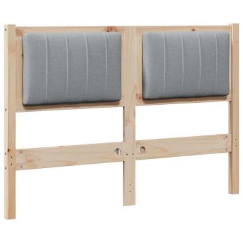 Gepolstertes Kopfteil Braun 120 cm Massivholz Kiefer und Stoff