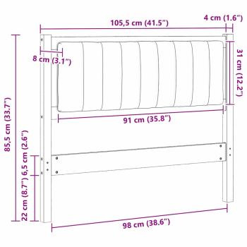 Gepolstertes Kopfteil Braun 100 cm Massivholz Kiefer und Stoff