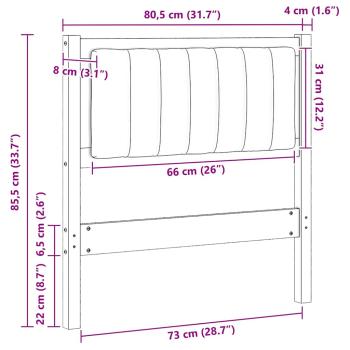 Gepolstertes Kopfteil Weiß 75 cm Massivholz Kiefer und Stoff