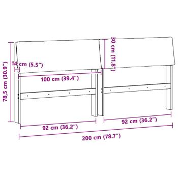 Gepolstertes Kopfteil Schwarz 200 cm Massives Kiefernholz