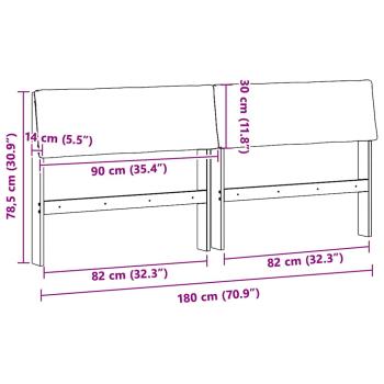 Gepolstertes Kopfteil Taupe 180 cm Massives Kiefernholz