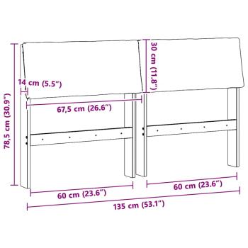 Gepolstertes Kopfteil Dunkelgrau 135 cm Massives Kiefernholz