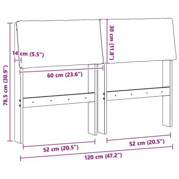 Gepolstertes Kopfteil Dunkelgrau 120 cm Massives Kiefernholz