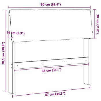 Gepolstertes Kopfteil Dunkelgrau 90 cm Massives Kiefernholz