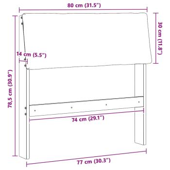 Gepolstertes Kopfteil Dunkelgrau 80 cm Massives Kiefernholz