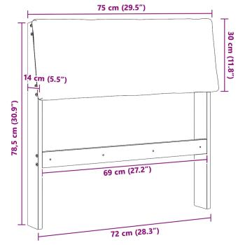 Gepolstertes Kopfteil Schwarz 75 cm Massives Kiefernholz