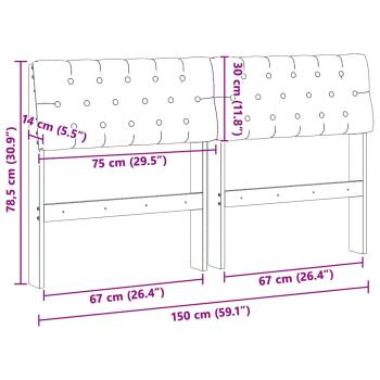 Gepolstertes Kopfteil Taupe 150 cm Massives Kiefernholz