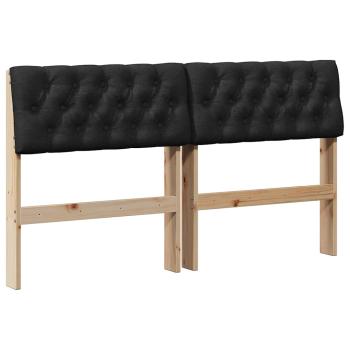 Gepolstertes Kopfteil Schwarz 140 cm Massives Kiefernholz