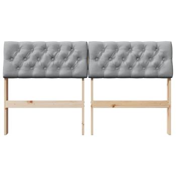 Gepolstertes Kopfteil Hellgrau 135 cm Massives Kiefernholz