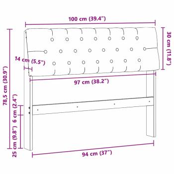 ARDEBO.de - Gepolstertes Kopfteil Schwarz 100 cm Massives Kiefernholz