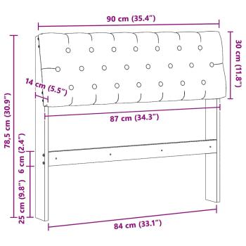 Gepolstertes Kopfteil Schwarz 90 cm Massives Kiefernholz