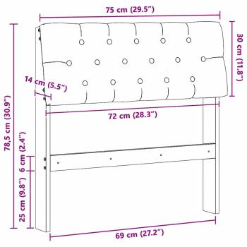 Gepolstertes Kopfteil Dunkelgrau 75 cm Massives Kiefernholz