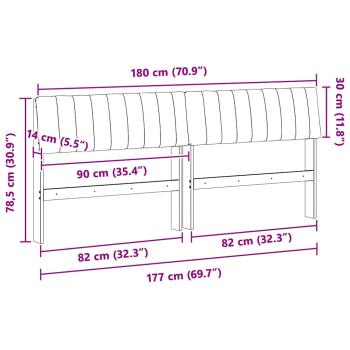 Gepolstertes Kopfteil Schwarz 180 cm Massives Kiefernholz