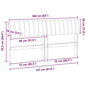 Gepolstertes Kopfteil Dunkelgrau 160 cm Massives Kiefernholz