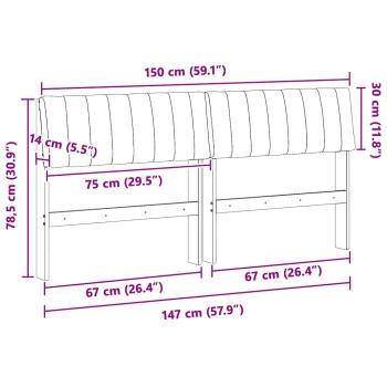 Gepolstertes Kopfteil Dunkelgrau 150 cm Massives Kiefernholz
