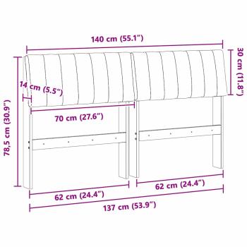 Gepolstertes Kopfteil Schwarz 140 cm Massives Kiefernholz