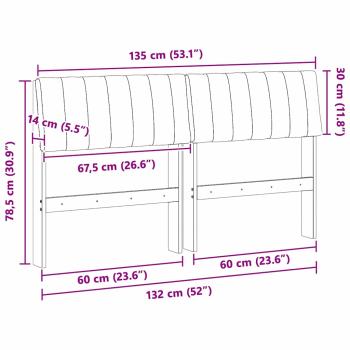 Gepolstertes Kopfteil Dunkelgrau 135 cm Massives Kiefernholz