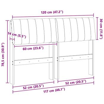 Gepolstertes Kopfteil Dunkelgrau 120 cm Massives Kiefernholz