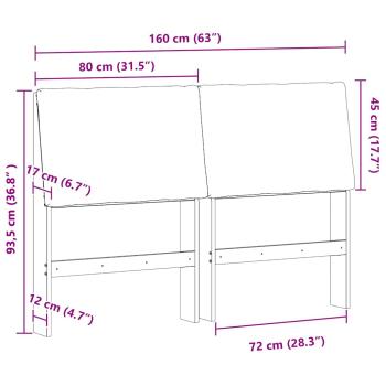 Gepolstertes Kopfteil Dunkelgrau 160 cm Massives Kiefernholz