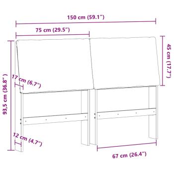 Gepolstertes Kopfteil Schwarz 150 cm Massives Kiefernholz