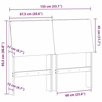 Gepolstertes Kopfteil Dunkelgrau 135 cm Massives Kiefernholz