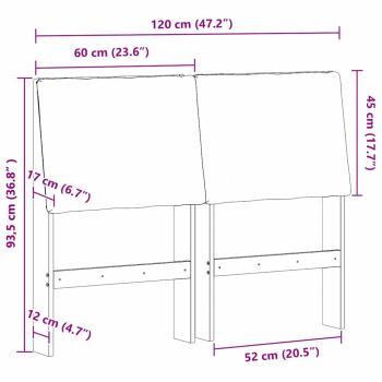 Gepolstertes Kopfteil Dunkelgrau 120 cm Massives Kiefernholz