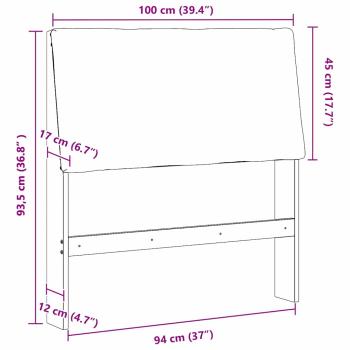 Gepolstertes Kopfteil Dunkelgrau 100 cm Massives Kiefernholz