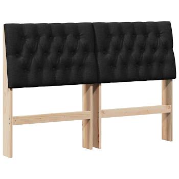 Gepolstertes Kopfteil Schwarz 140 cm Massives Kiefernholz