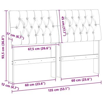 Gepolstertes Kopfteil Schwarz 135 cm Massives Kiefernholz