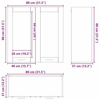 Hängeschrank Riga Beton Grau 80 x 31 x 80 cm Holzwerkstoff