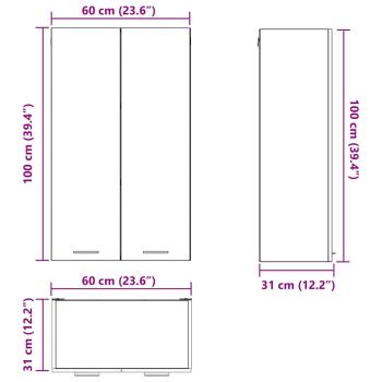 Hängeschrank Riga Beton Grau 60 x 31 x 100 cm Holzwerkstoff