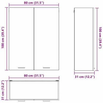 Hängeschrank mit Regal Riga Weiß 80 x 31 x 100 cm Holzwerkstoff