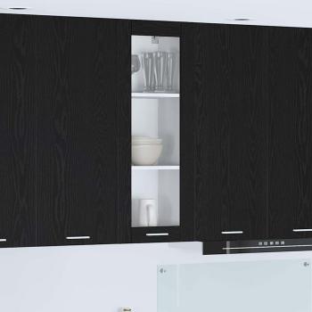 ARDEBO.de - Hängeschrank mit Tür Riga Schwarz Eichen-Optik 40 x 31 x 100 cm