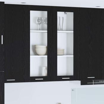 ARDEBO.de - Hängeschrank mit Tür Riga Schwarz Eichen-Optik 80 x 31 x 100 cm