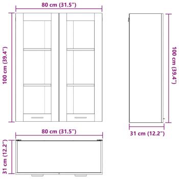 Hängeschrank Riga Graues Sonoma 80 x 31 x 100 cm Holzwerkstoff
