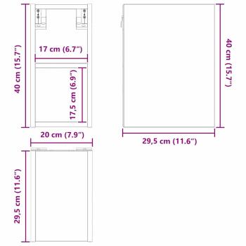 Hängeschrank Riga Schwarz Eichen-Optik 20 x 29,5 x 40 cm