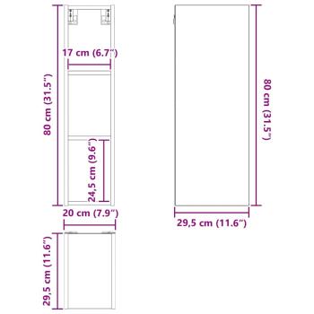 Hängeschrank Riga Sonoma-Eiche 20 x 29,5 x 80 cm Holzwerkstoff